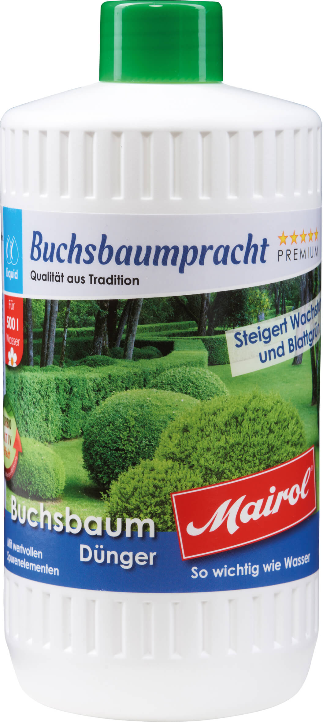 Buchsbaumdünger Flüssig MAIROL, 1 Liter Flasche reicht für 500 Liter Gießwasser